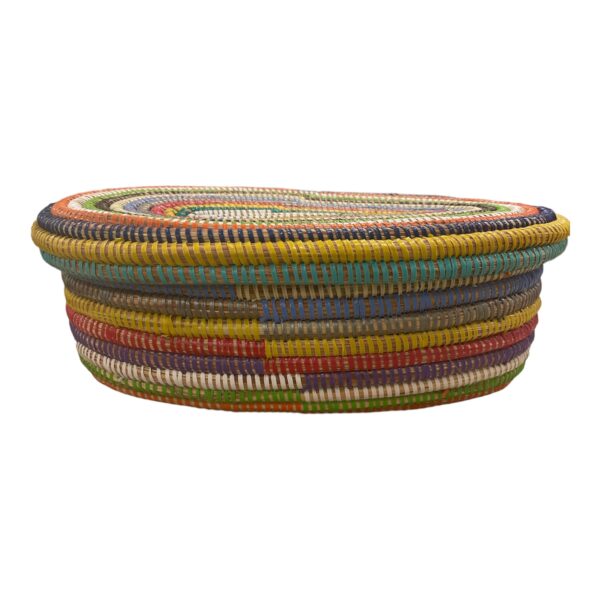 Basket with lid oval shape --multi color --size large