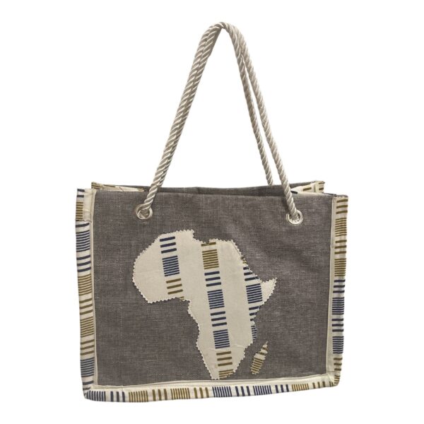 Tote in fabric with African design map.. Cloth size, medium