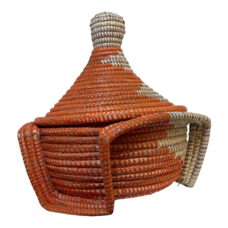 Basket with lid. color orange size: medium