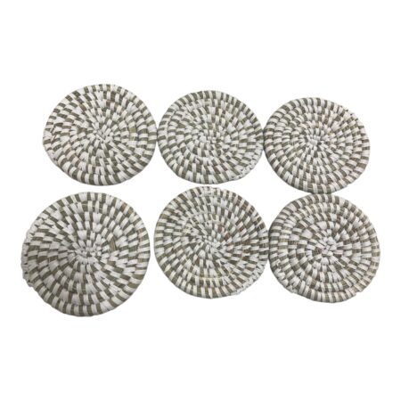 Woven coaster color white (set of 6)